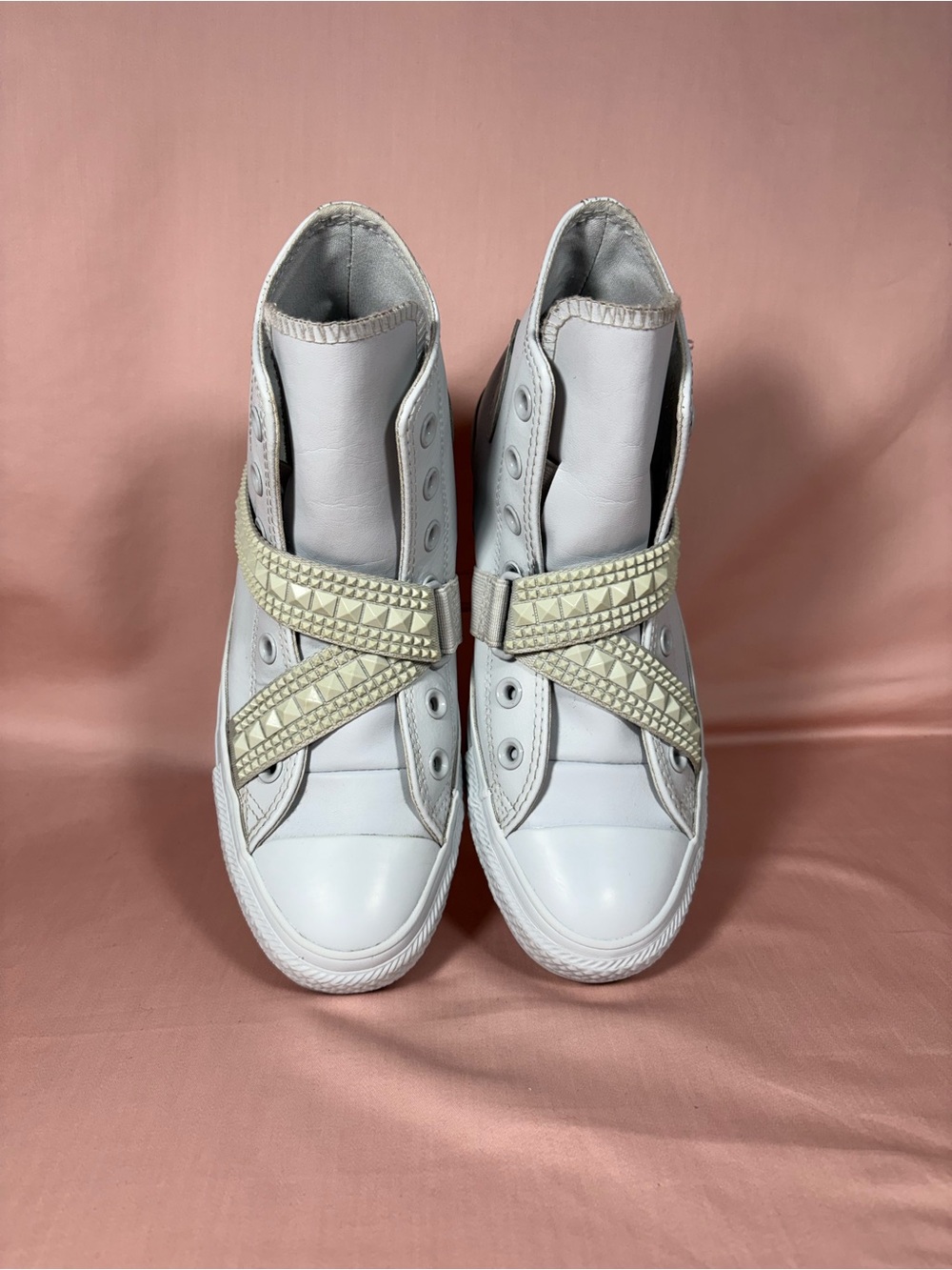 Converse All Star Women's High Top Sneakers Punk Stud Strap Closure Size 7.5